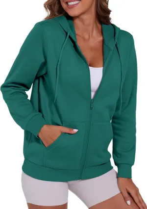SMENG Womens Zip Up Hoodies Long Sleeve Fit Hooded Sweatshirts 2024 Casual Lightweight Jacket