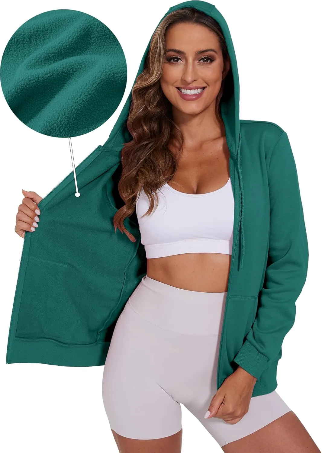 SMENG Womens Zip Up Hoodies Long Sleeve Fit Hooded Sweatshirts 2024 Casual Lightweight Jacket