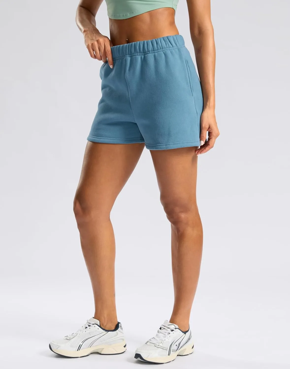 Soothfeel Women's Sweat Shorts with Pockets High Waisted Comfy Athletic Lounge Cotton Shorts for Women Casual Summer