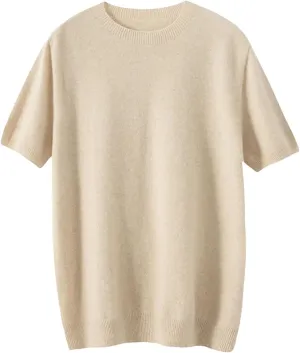 Spring Summer O-Neck Short Sleeve Cashmere Sweater for Men Business Wool Knitted T-Shirt Wool T-Shirt Short Sleeve