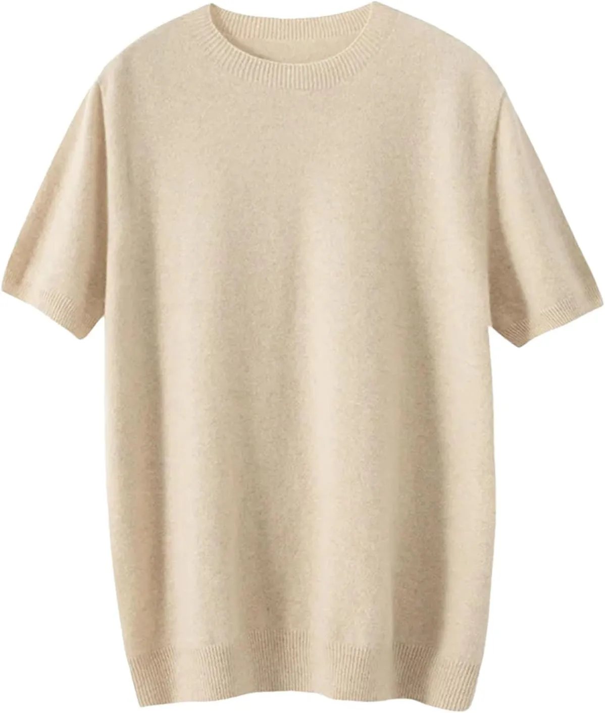 Spring Summer O-Neck Short Sleeve Cashmere Sweater for Men Business Wool Knitted T-Shirt Wool T-Shirt Short Sleeve