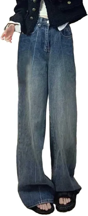 Straight Leg Jeans for Women High Waisted Boyfried Denim Pants Ripped Distressed with Pockets Baggy Jean Trousers
