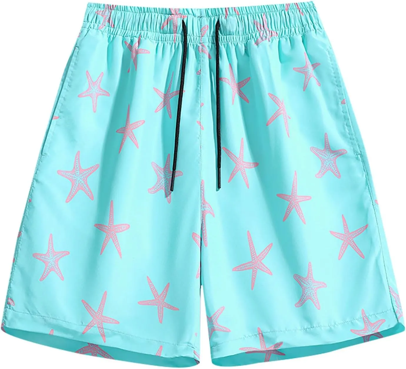 Summer Beach Shorts for Mens Fashion Printed Elastic Waist Drawstring Casual Pant Thin Loose Fit Vacation Park Shorts