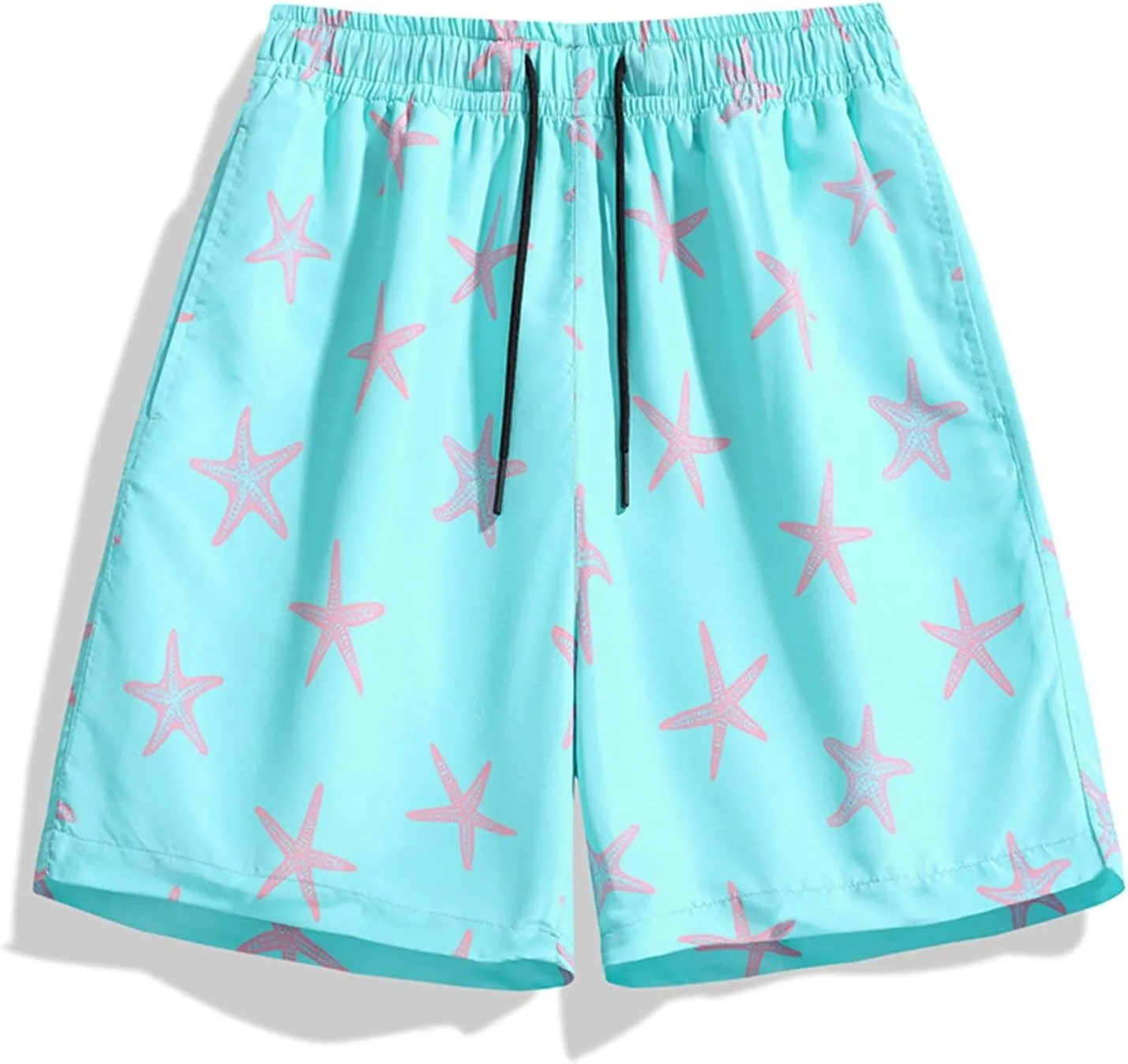 Summer Beach Shorts for Mens Fashion Printed Elastic Waist Drawstring Casual Pant Thin Loose Fit Vacation Park Shorts