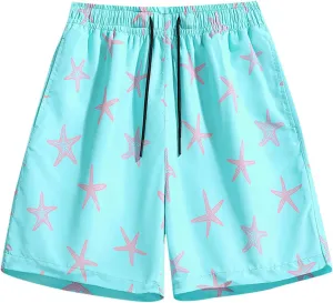 Summer Beach Shorts for Mens Fashion Printed Elastic Waist Drawstring Casual Pant Thin Loose Fit Vacation Park Shorts