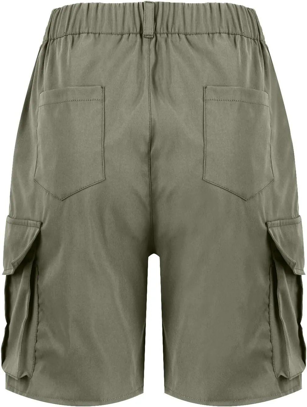 Summer Bermuda Cargo Shorts Women Knee Length Hiking Shorts 6 Pockets Casual High Waisted Camping Travel Shorts 2024
