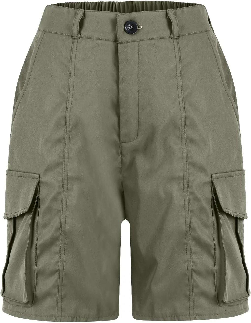 Summer Bermuda Cargo Shorts Women Knee Length Hiking Shorts 6 Pockets Casual High Waisted Camping Travel Shorts 2024