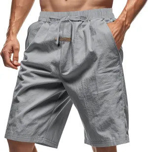 Summer Shorts for Mens Elastic Waist Drawstring Casual Pants Loose Fit Lightweight Vacation Beach Shorts with Pockets