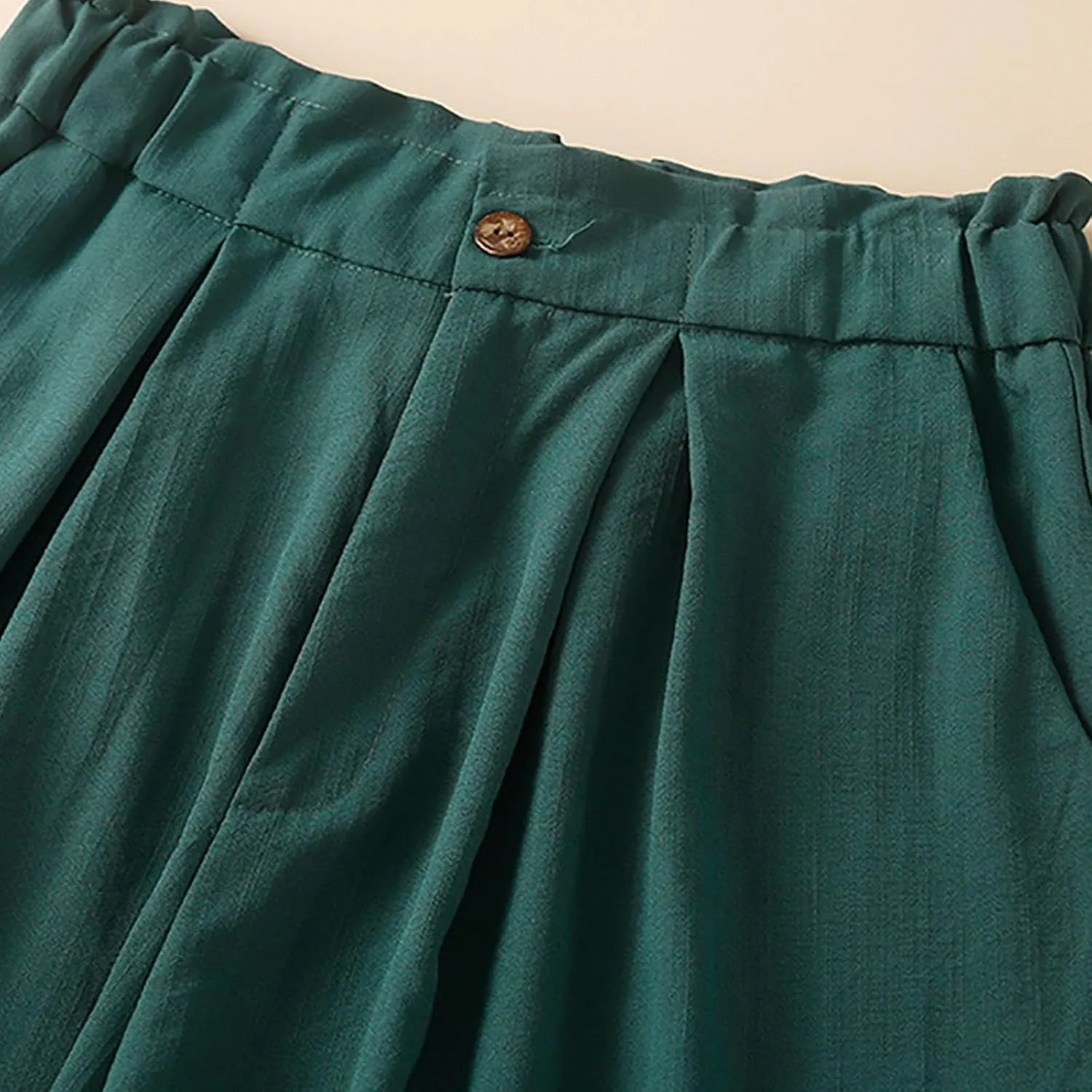 Summer Shorts for Women Loose Elastic High Waisted Shorts Solid Wide Leg Shorts Comfy Elegant Work Trouser Shorts