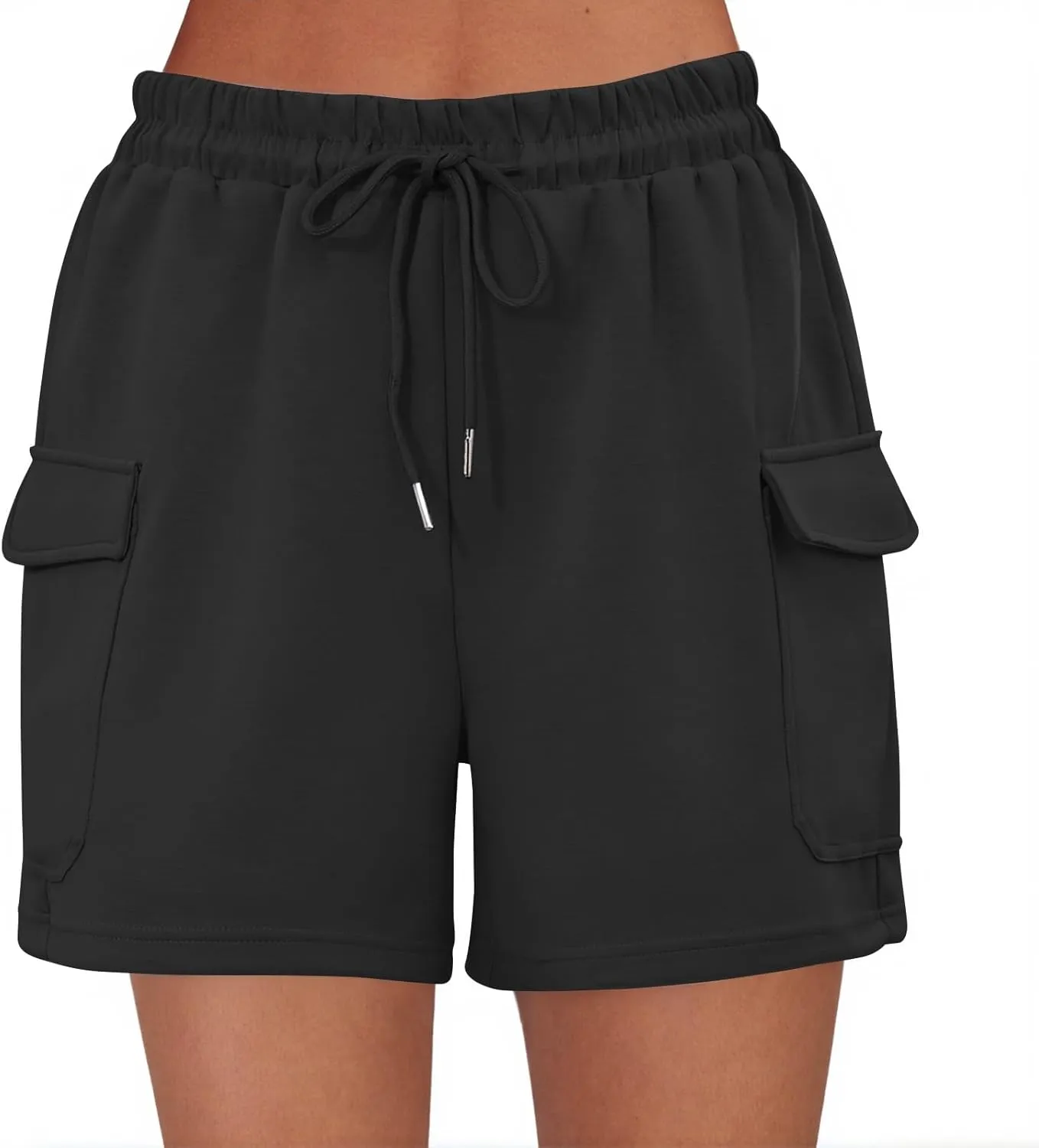 Summer Workout Shorts Women Drawstring High Waist Cotton Sweat Shorts Baggy Running Athletic Short Pants with Pockets