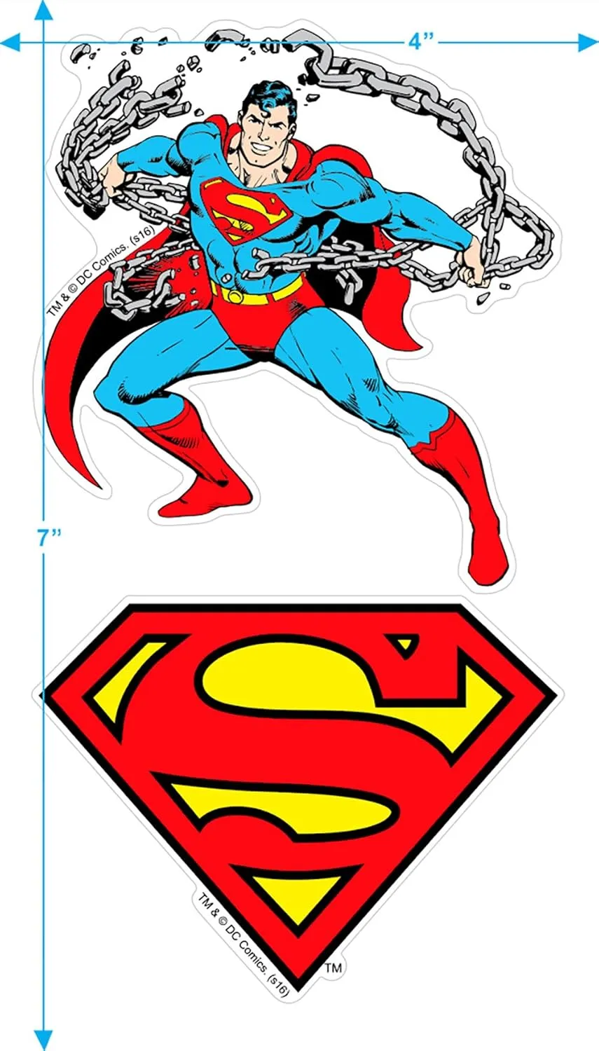Superman Classic Logo T Shirt and Stickers, Unisex Adult T Shirt Collection