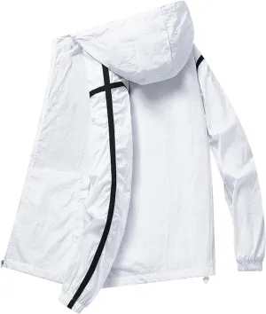 SUWBMHWE Mens Lightweight Hooded Softshell Waterproof Rain Jacket Breathable Raincoat Shell for Outdoor Mountain Hiking