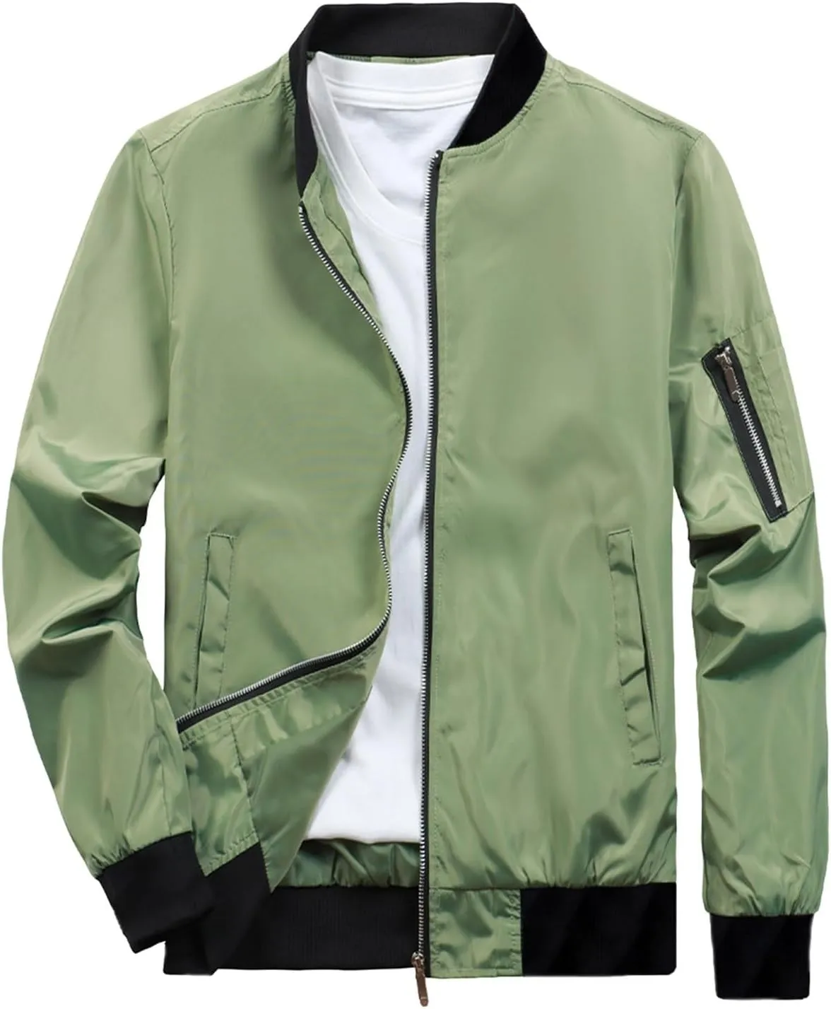 SUWBMHWE Men's Rain Jacket Waterproof Breathable Raincoat Stand Collar for Outdoor Hiking Traveling Cycling Windbreaker