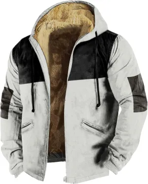 SUWBMHWE Men's Solid Color Fleece Jacket Winter Casual Trend Zipper Hooded Coat Jackets Heavy Work Warm Outerwear