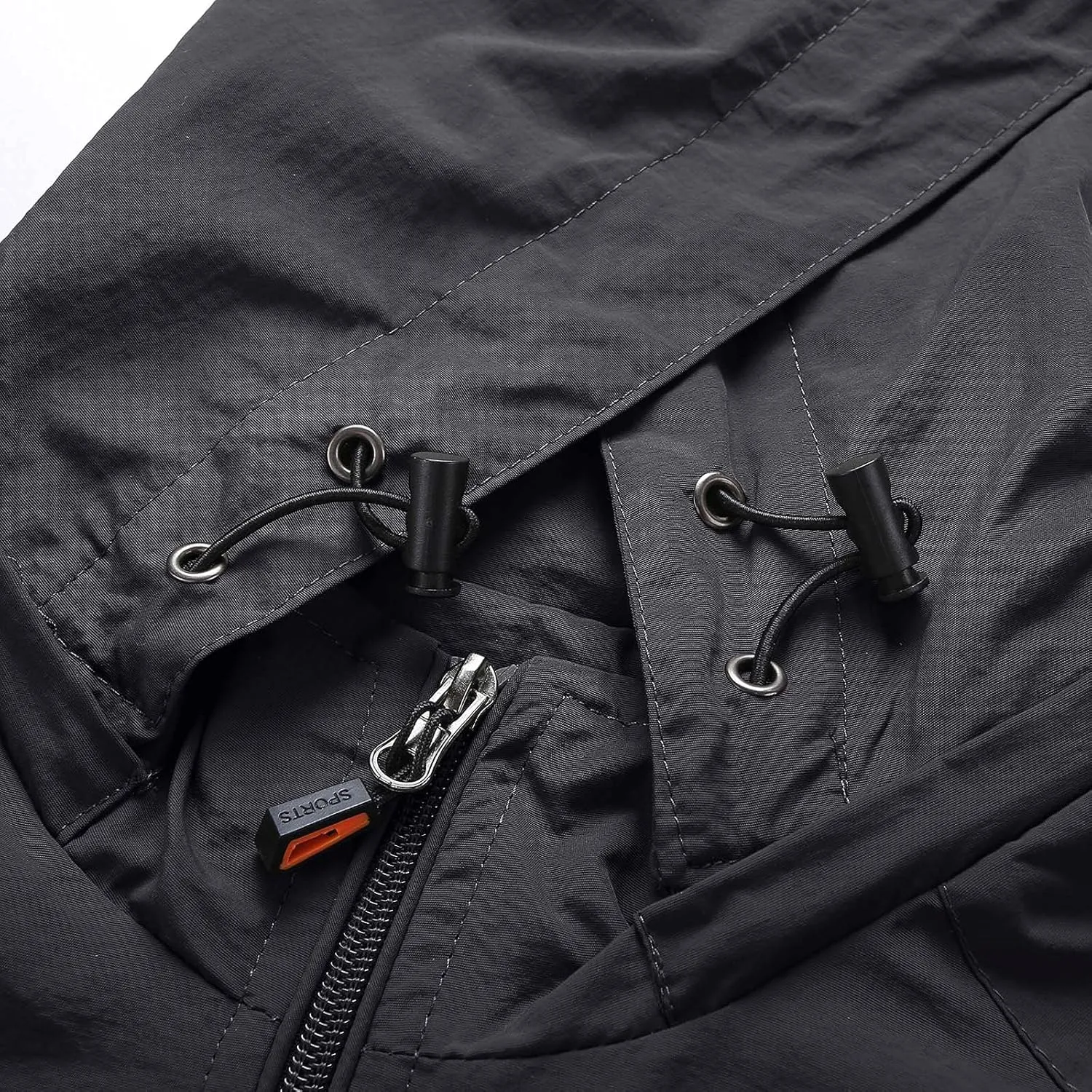 SUWBMHWE Men’s Tactical Jacket Lightweight Waterproof Windproof Jacket Hooded Zipper Windbreaker Hiking Running Coat