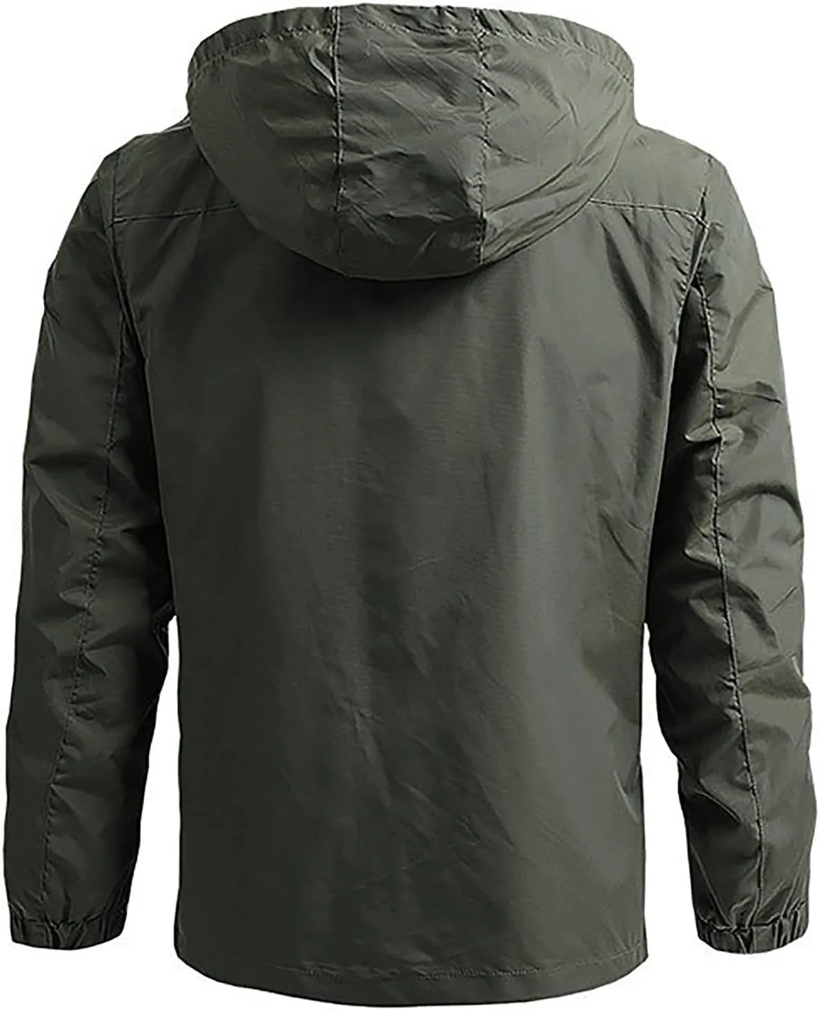 SUWBMHWE Men’s Tactical Jacket Lightweight Waterproof Windproof Jacket Hooded Zipper Windbreaker Hiking Running Coat