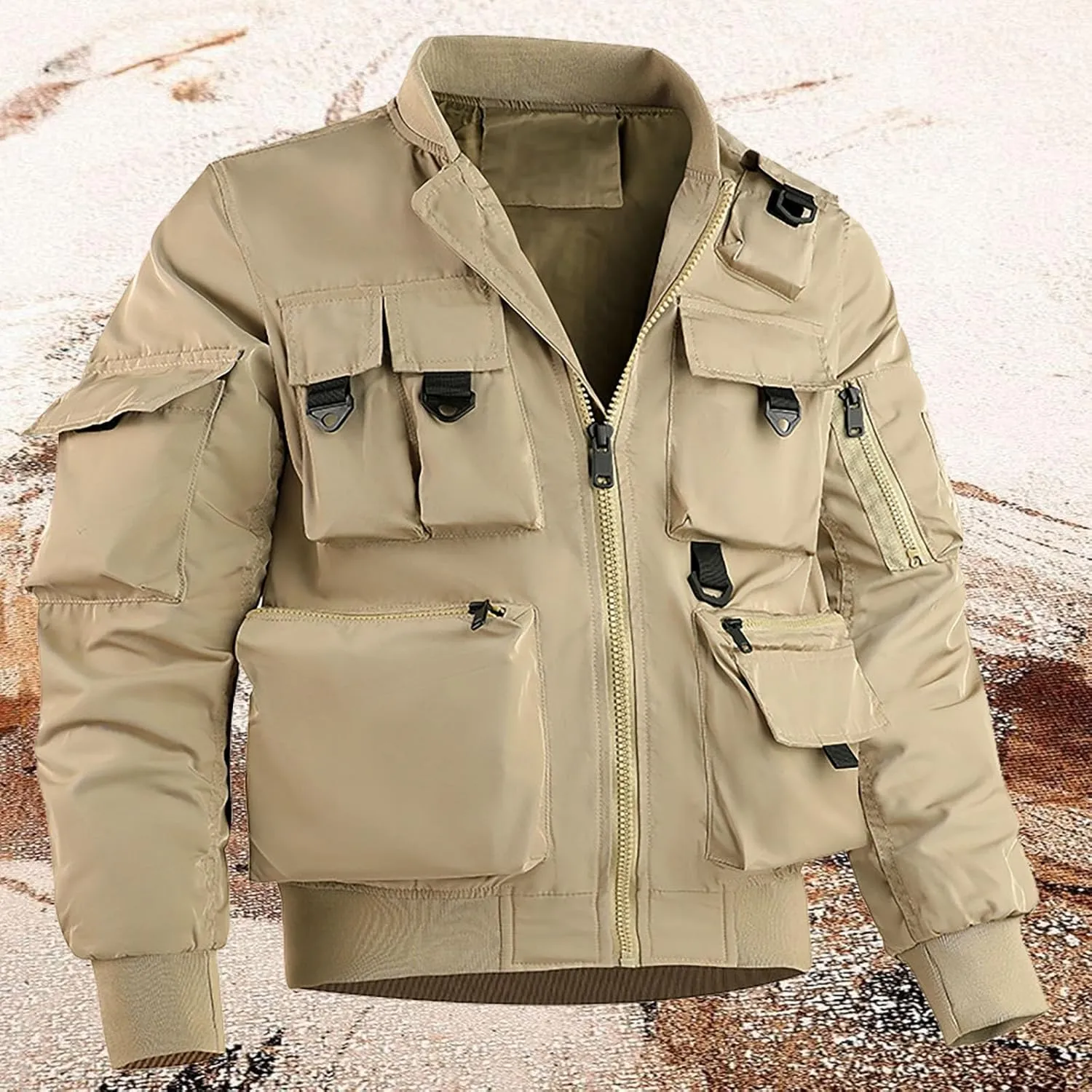 SUWBMHWE Men's Tactical Waterproof Jacket Military Jacket Outdoor Army Jackets for Men with 9 Multi-Pockets Outwear Coat