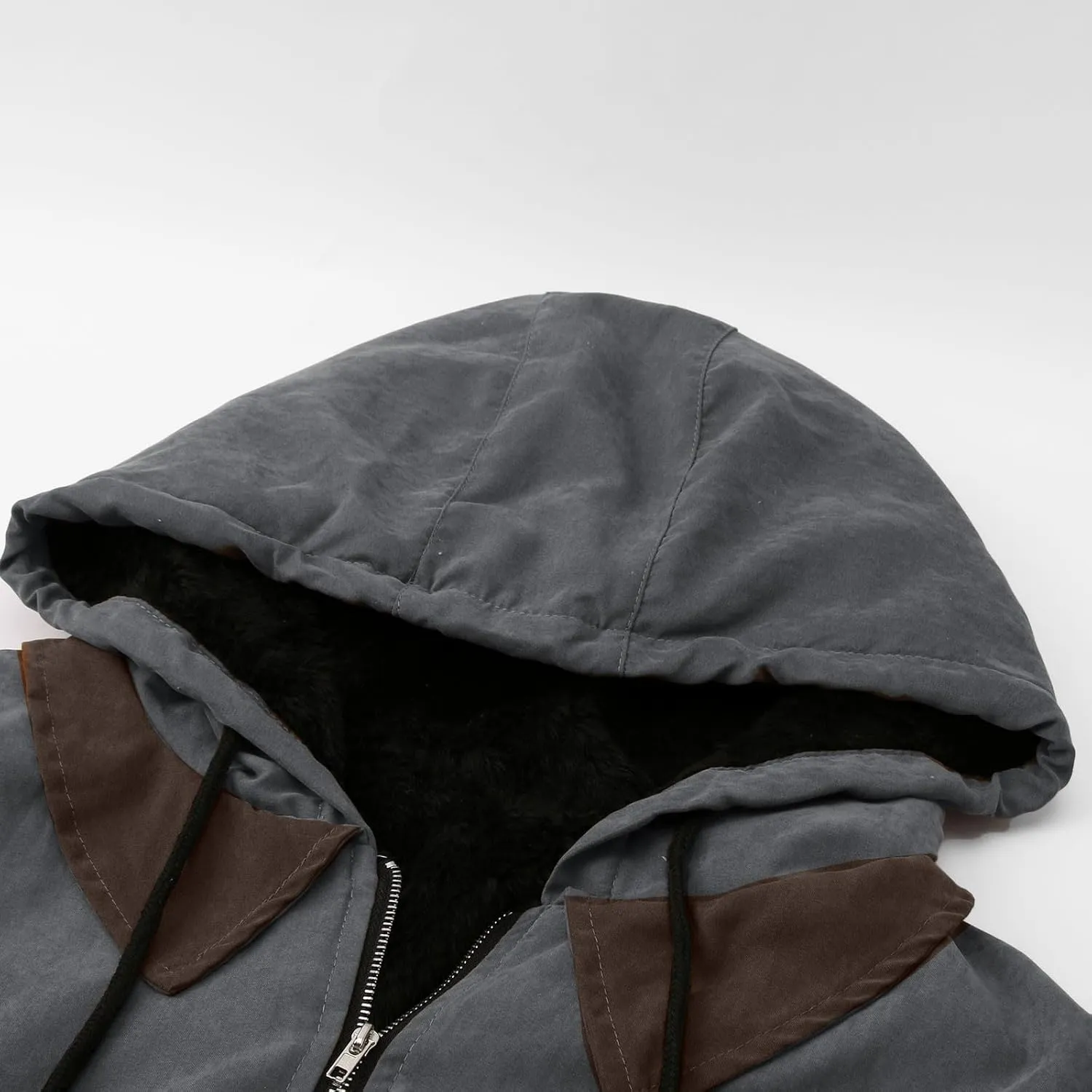 SUWBMHWE Mens Winter Jacket Sherpa Warm Coats Fleece Zipper Hoodie Big and Tall Heavyweight Fall Outfits with Pockets