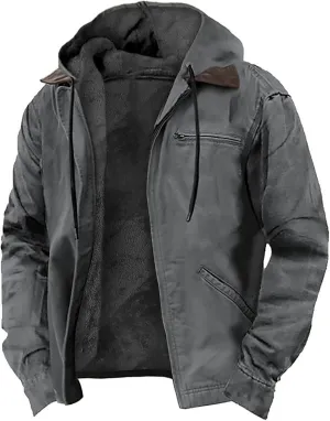 SUWBMHWE Mens Winter Jacket Sherpa Warm Coats Fleece Zipper Hoodie Big and Tall Heavyweight Fall Outfits with Pockets