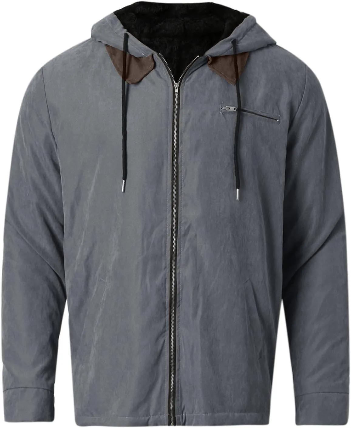 SUWBMHWE Mens Winter Jacket Sherpa Warm Coats Fleece Zipper Hoodie Big and Tall Heavyweight Fall Outfits with Pockets