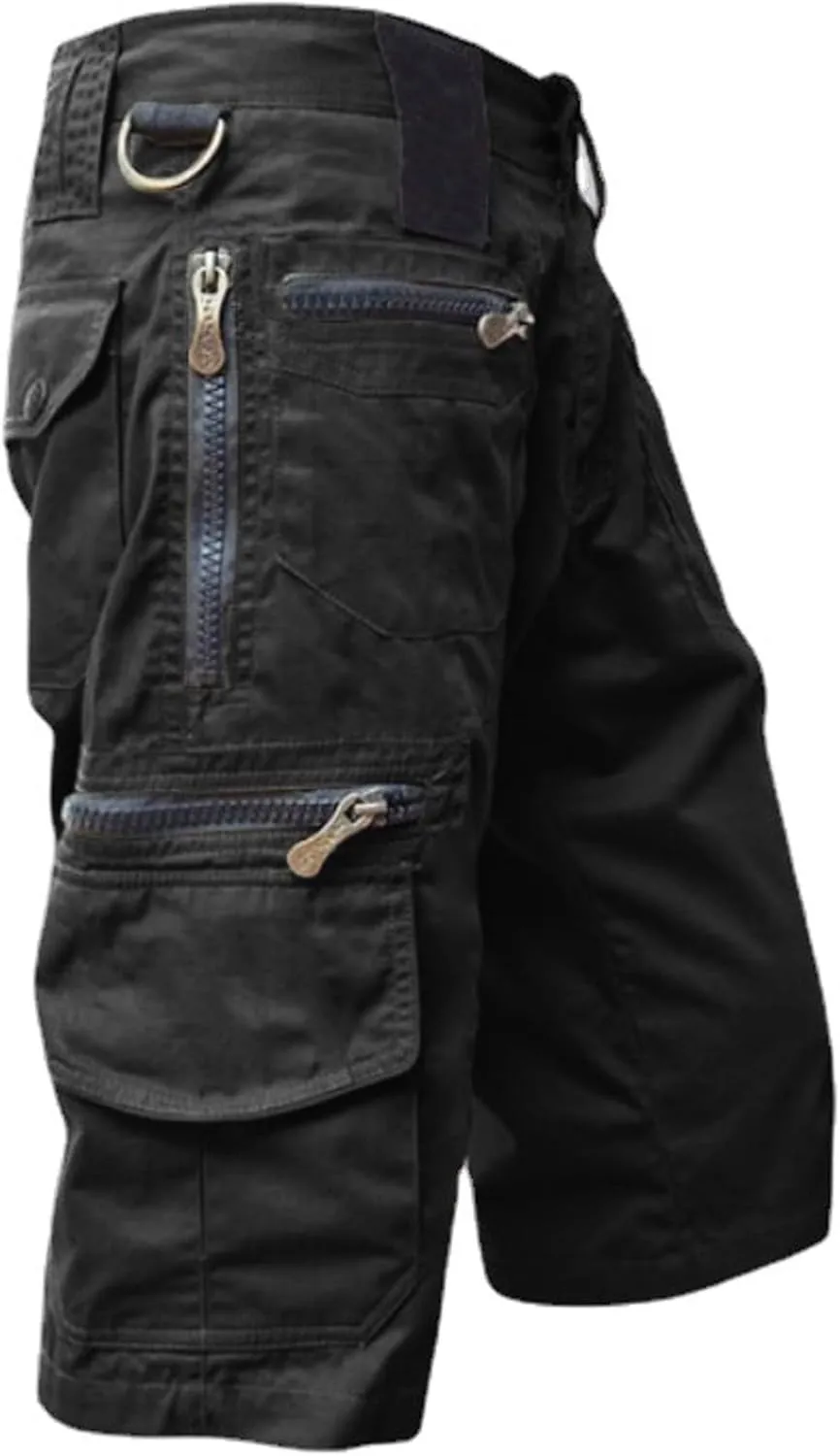 Tactical Capri Pant for Men Casual Solid Lightweight with Multi Pockets Military Combat Outdoor Hiking Cargo Shorts