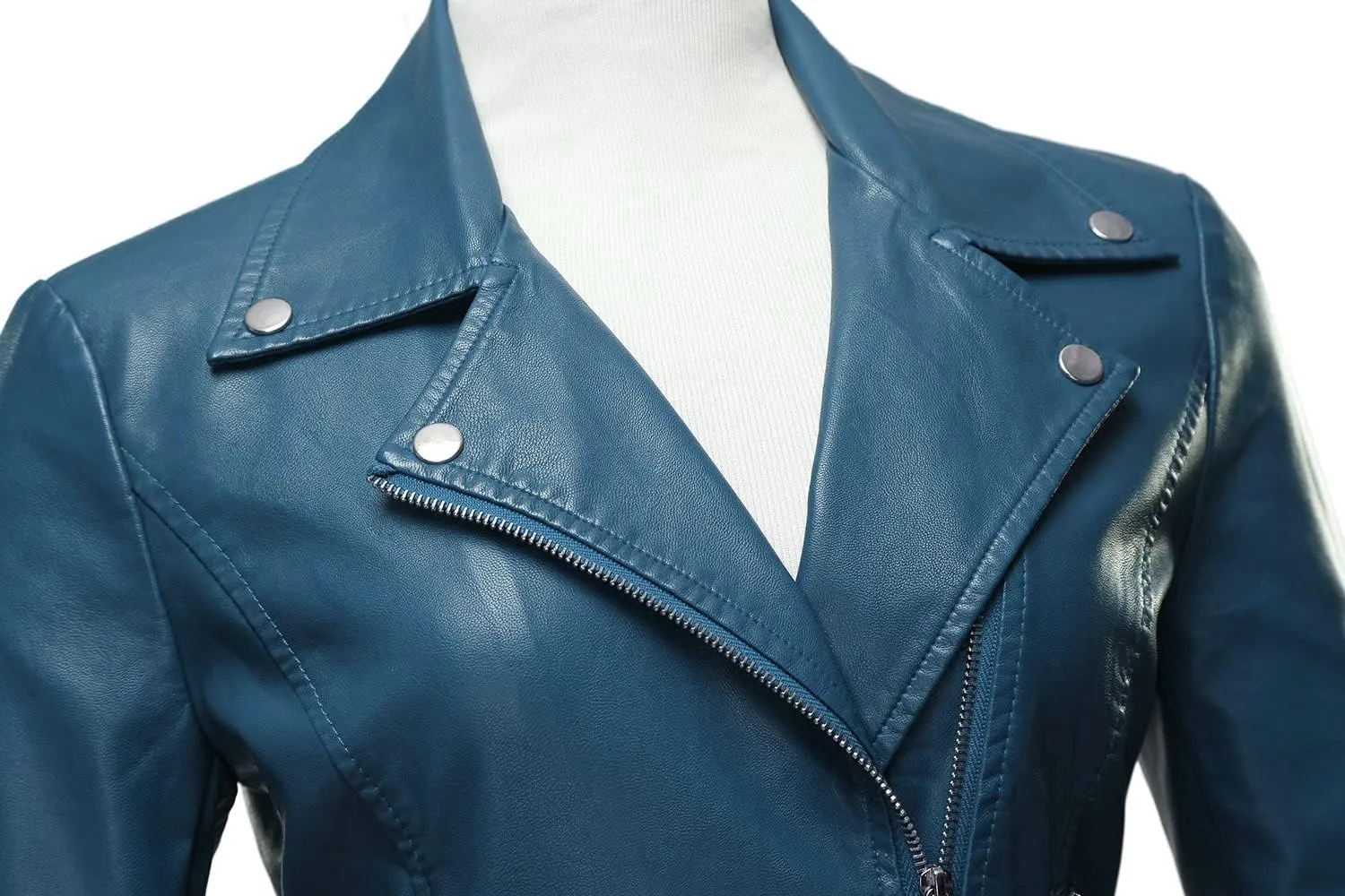 Tanming Women's Faux Leather Moto Biker Short Coat Jacket