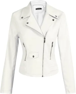 Tanming Women's Faux Leather Moto Biker Short Coat Jacket