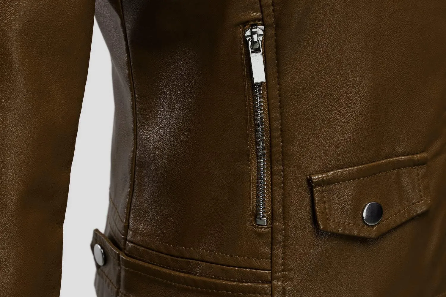Tanming Women's Faux Leather Moto Biker Short Coat Jacket