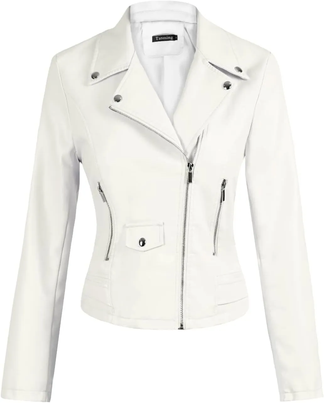 Tanming Women's Faux Leather Moto Biker Short Coat Jacket