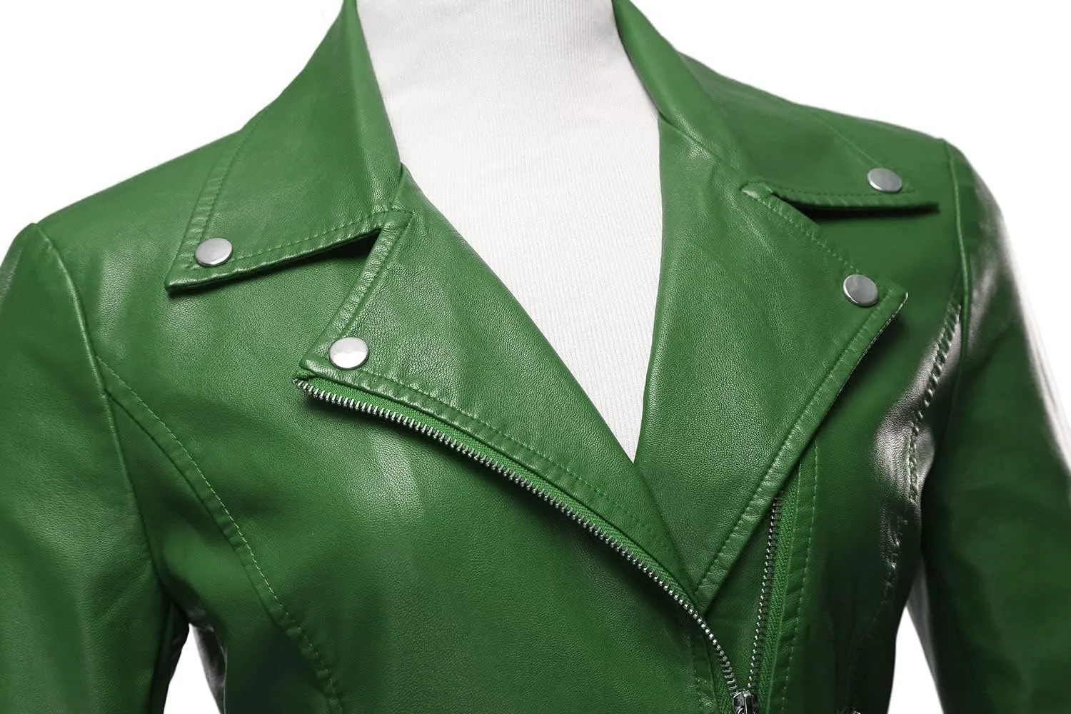 Tanming Women's Faux Leather Moto Biker Short Coat Jacket