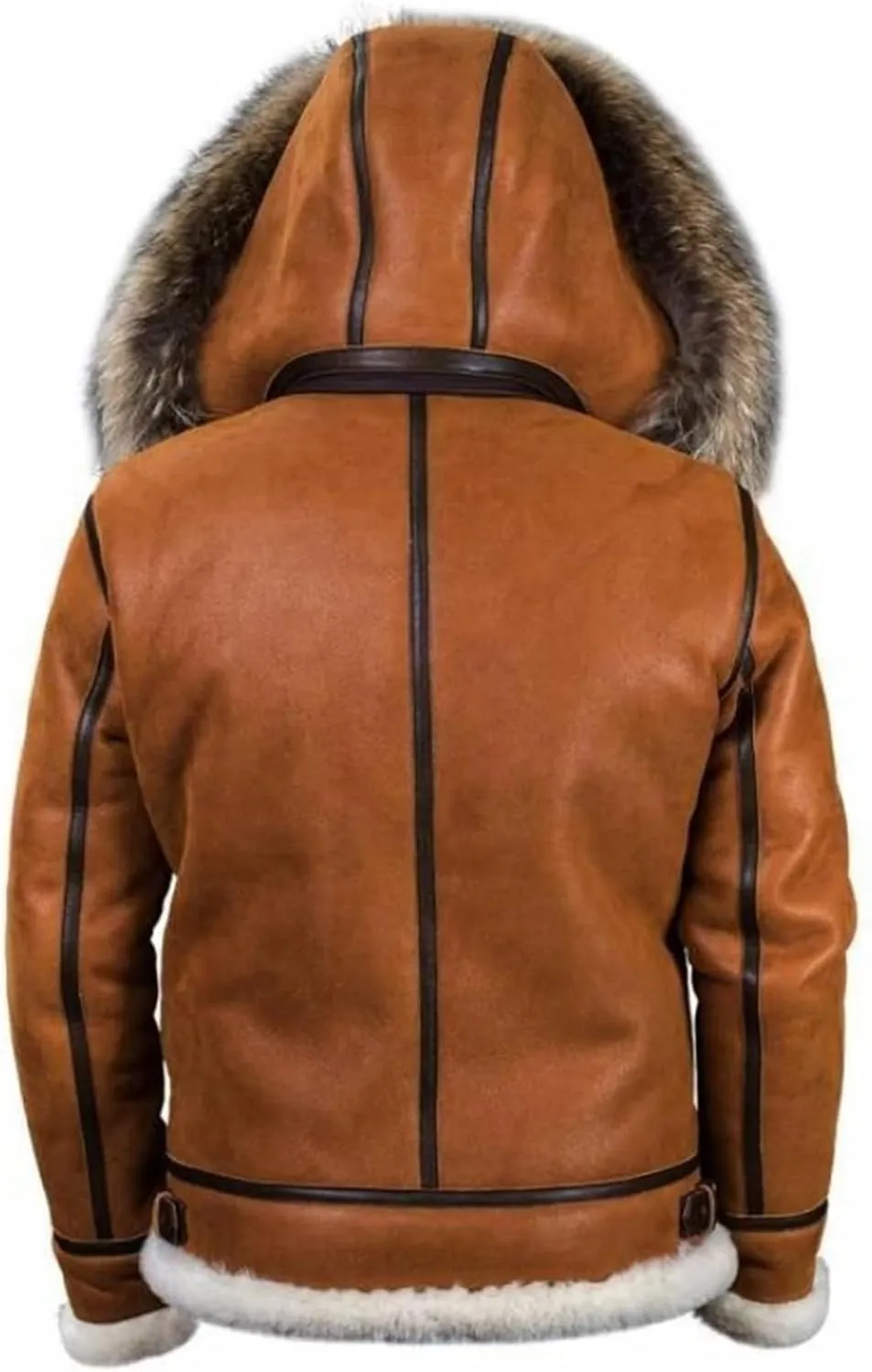 Thatrich Fleece Lined Jacket Men Faux Fur Hooded Coats Oversized Sherpa Jackets Casual Warm Hooded Overcoats Winter Outwears