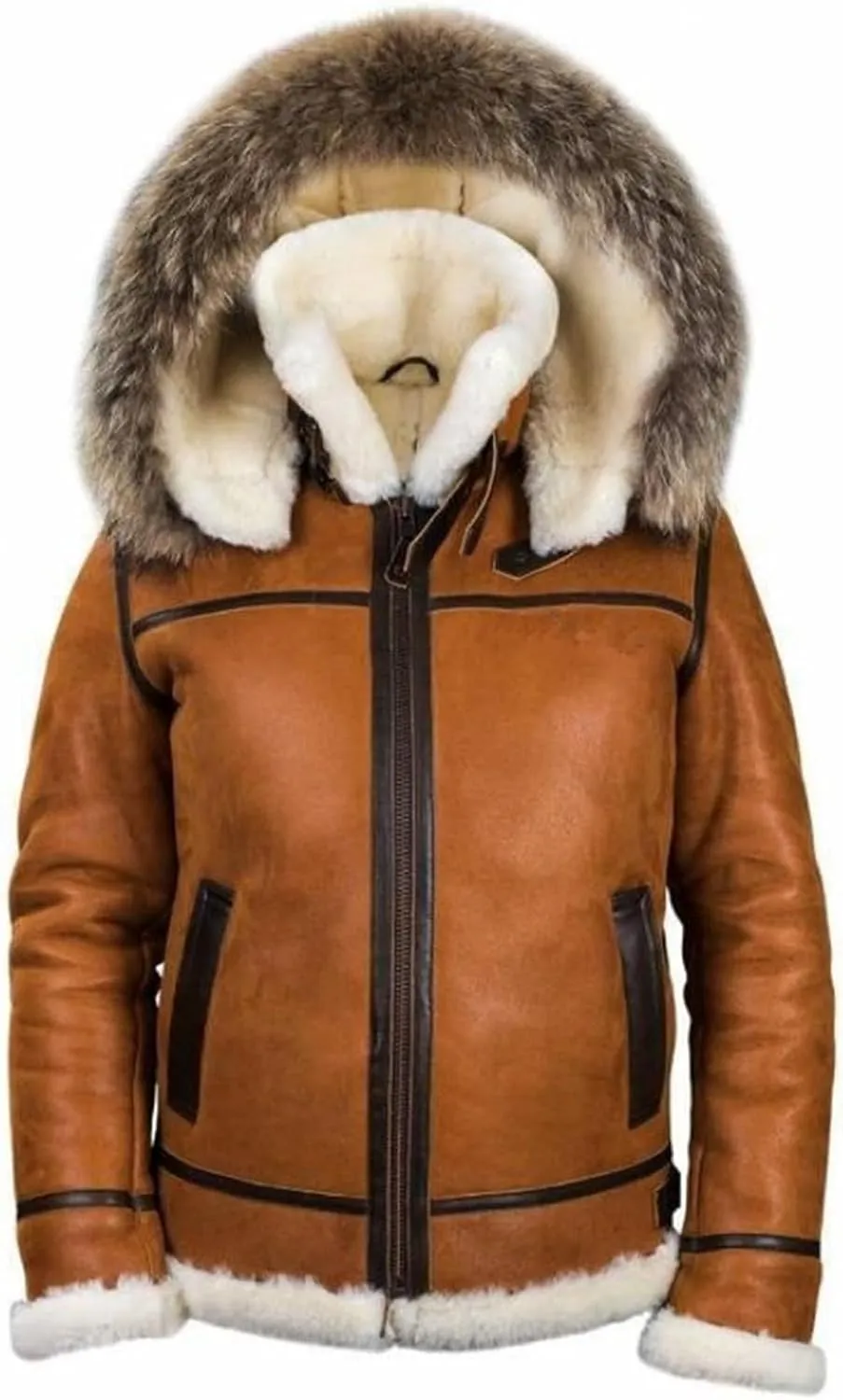 Thatrich Fleece Lined Jacket Men Faux Fur Hooded Coats Oversized Sherpa Jackets Casual Warm Hooded Overcoats Winter Outwears