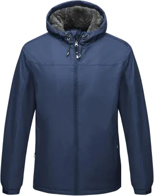 Thatrich Sherpa Lined Hoodies for Men Fleece Casual Jackets Outdoor Hooded Coats Full Zip Warm Jacket Winter Trendy Outwears