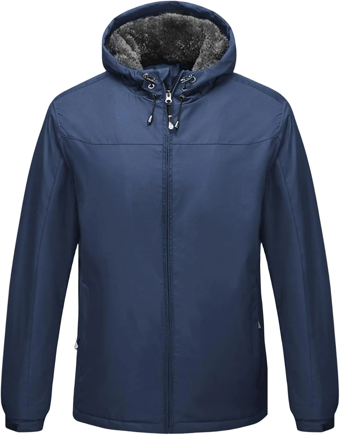 Thatrich Sherpa Lined Hoodies for Men Fleece Casual Jackets Outdoor Hooded Coats Full Zip Warm Jacket Winter Trendy Outwears