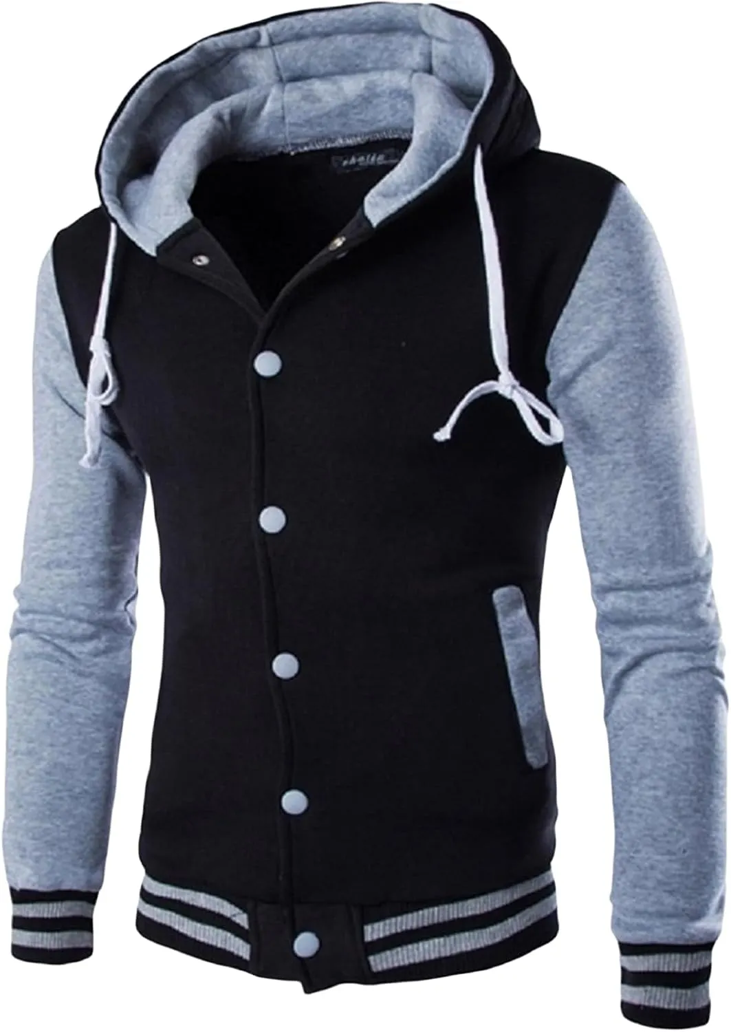 Thatrich Sherpa Lined Hoodies for Men Oversized Jacket Button Down Coat Casual Loose Coats Baseball Jackets Trendy Outerwears