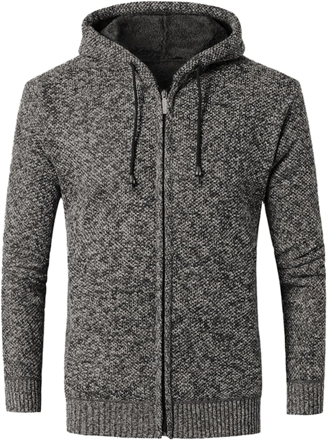 Thatrich Sherpa Lined Jacket Men Hooded Fleece Coats Casual Full Zip Sweater Coat Loose Cozy Outwear Winter Warm Coats Trendy