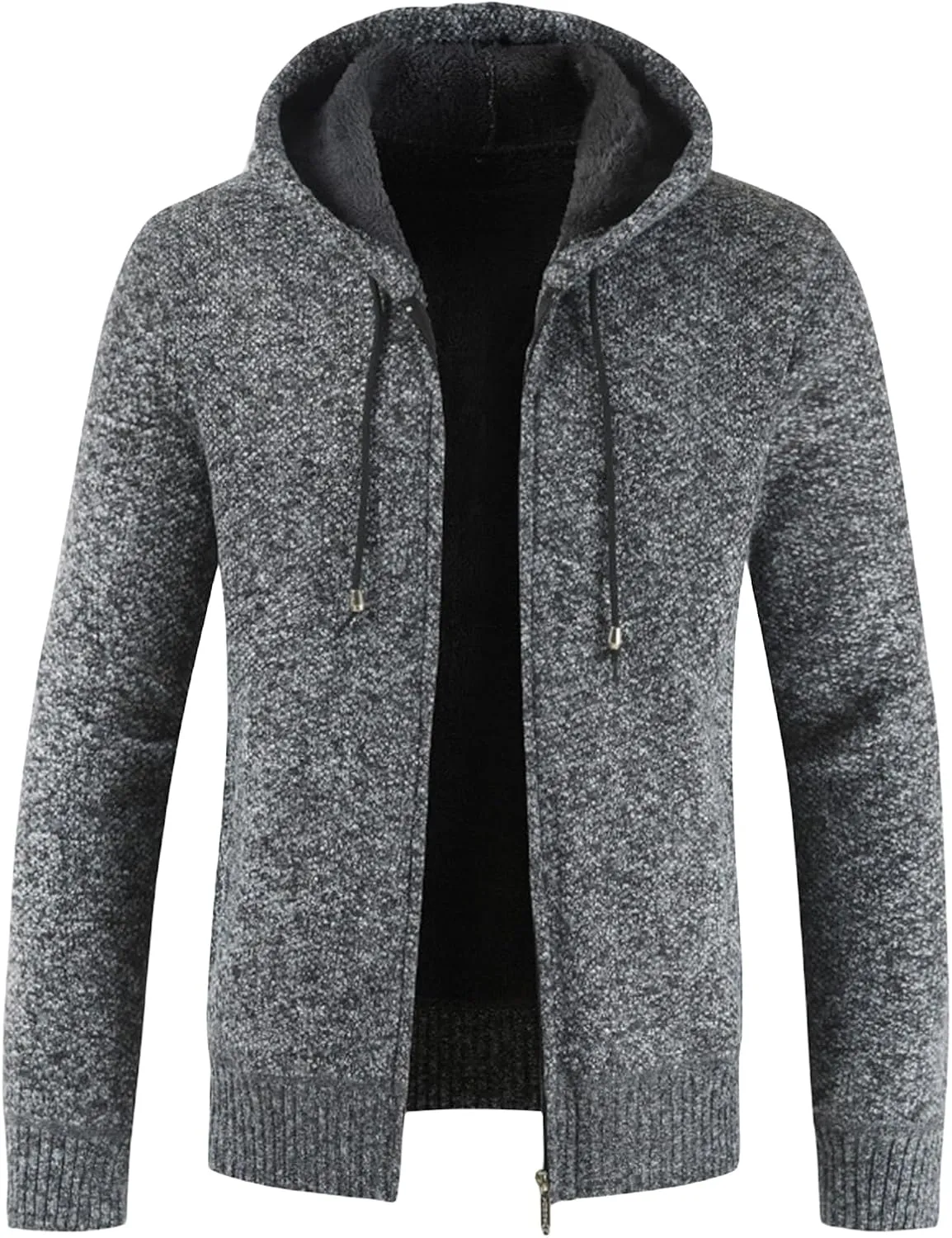 Thatrich Sherpa Lined Jacket Men Hooded Fleece Coats Casual Full Zip Sweater Coat Loose Cozy Outwear Winter Warm Coats Trendy