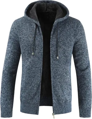 Thatrich Sherpa Lined Jacket Men Hooded Fleece Coats Casual Full Zip Sweater Coat Loose Cozy Outwear Winter Warm Coats Trendy