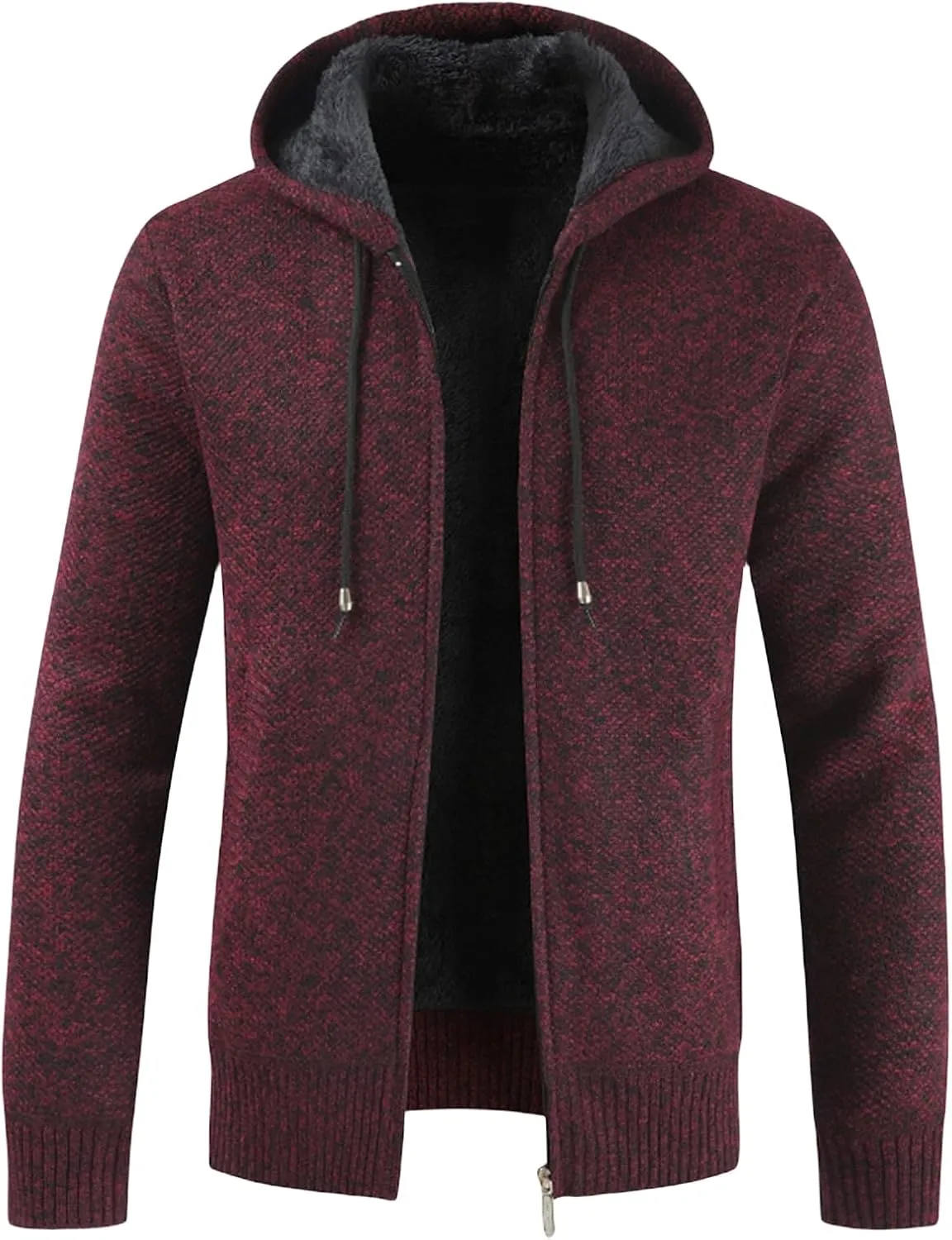 Thatrich Sherpa Lined Jacket Men Hooded Fleece Coats Casual Full Zip Sweater Coat Loose Cozy Outwear Winter Warm Coats Trendy