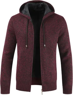 Thatrich Sherpa Lined Jacket Men Hooded Fleece Coats Casual Full Zip Sweater Coat Loose Cozy Outwear Winter Warm Coats Trendy