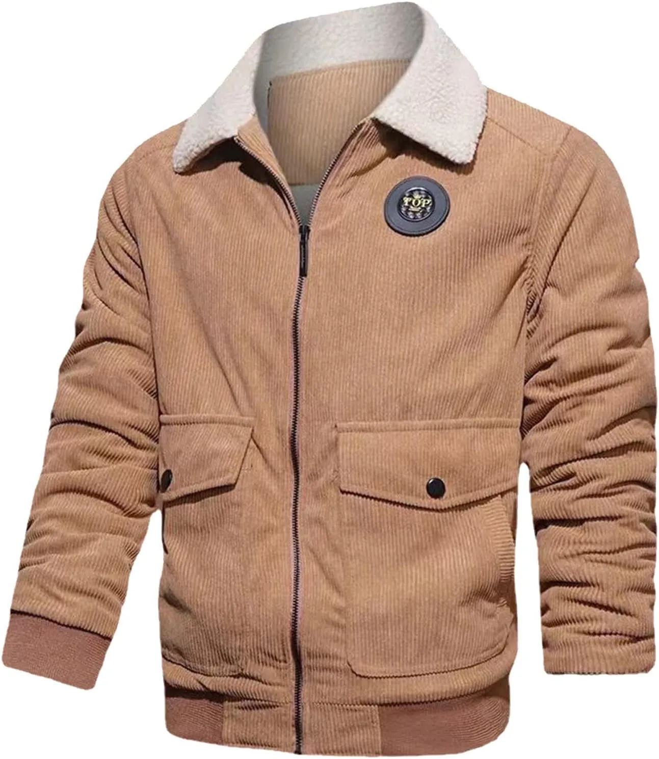 Thatrich Winter Fleece Jacket Men Sherpa Lined Coats Thicken Warm Winter Coat Oversized Lapel Jackets Loose Casual Outerwears