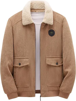 Thatrich Winter Fleece Jacket Men Sherpa Lined Coats Thicken Warm Winter Coat Oversized Lapel Jackets Loose Casual Outerwears
