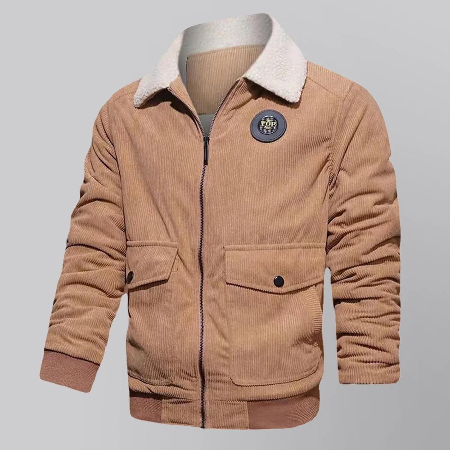 Thatrich Winter Fleece Jacket Men Sherpa Lined Coats Thicken Warm Winter Coat Oversized Lapel Jackets Loose Casual Outerwears