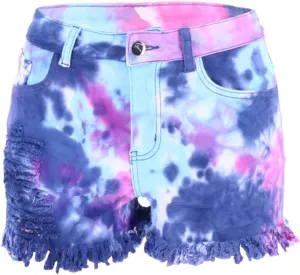 Tie-dye Denim Shorts for Womens Short Jeans Frayed Ripped Denim Shorts Hotpants High Waisted Cropped Jean Pant