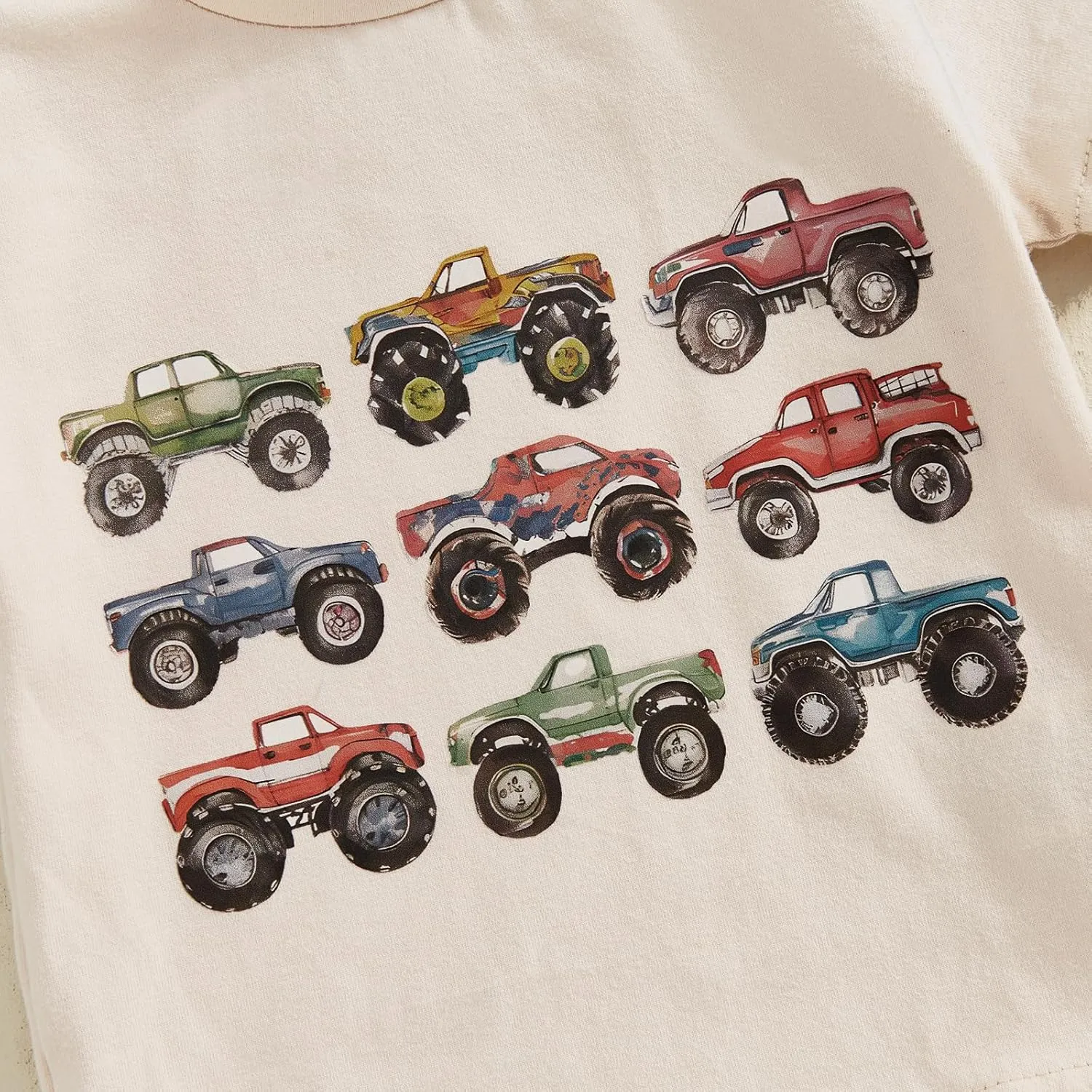 Toddler Baby Boy Summer Clothes Trucks Letters Short Sleeve T-shirt Top Elastic Waist Shorts Set Summer Outfit 2Pcs