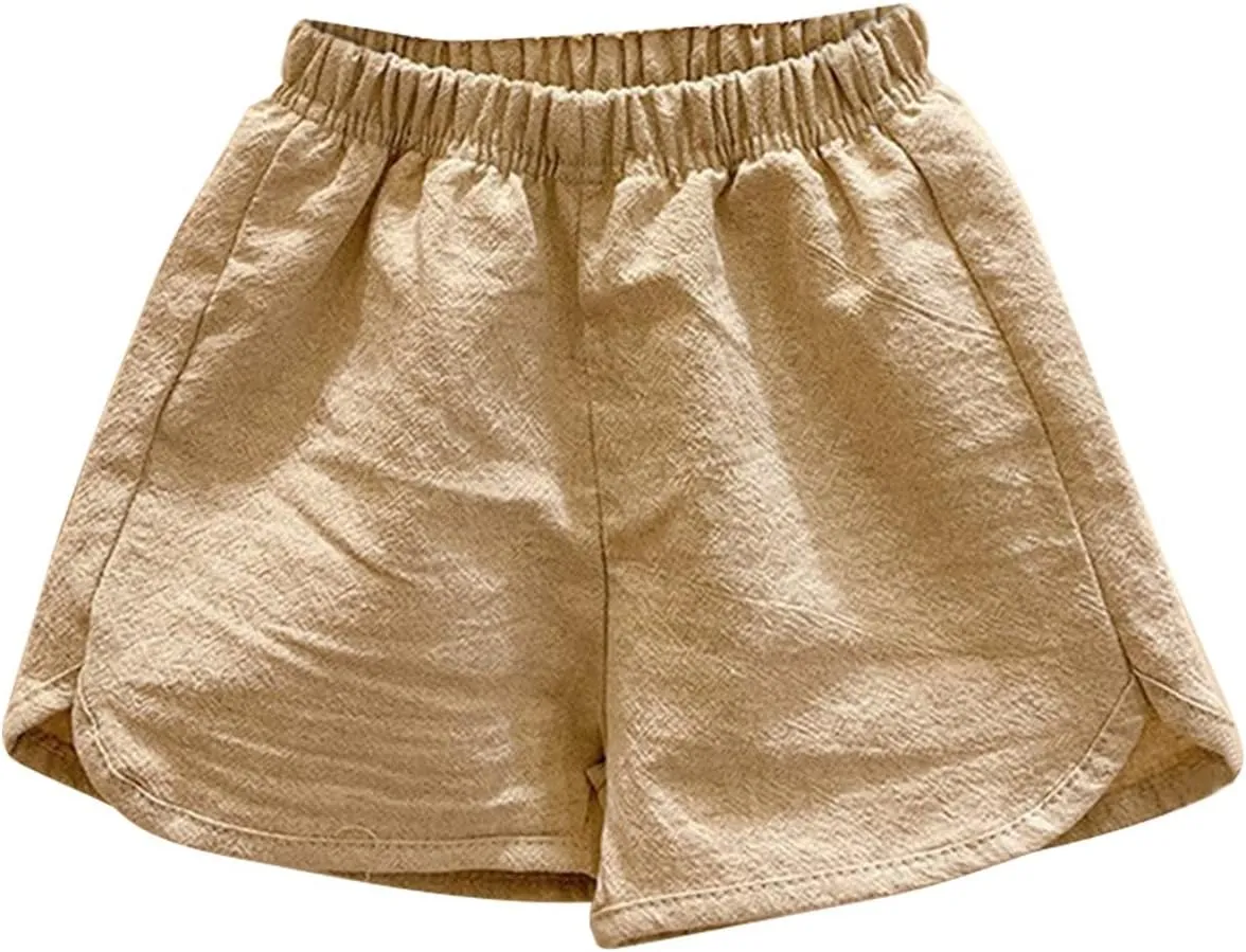 Toddler Boys Girls Shorts Cotton Linen Grid Summer Casual Shorts Kids Motion Short Pants Jogging Pants