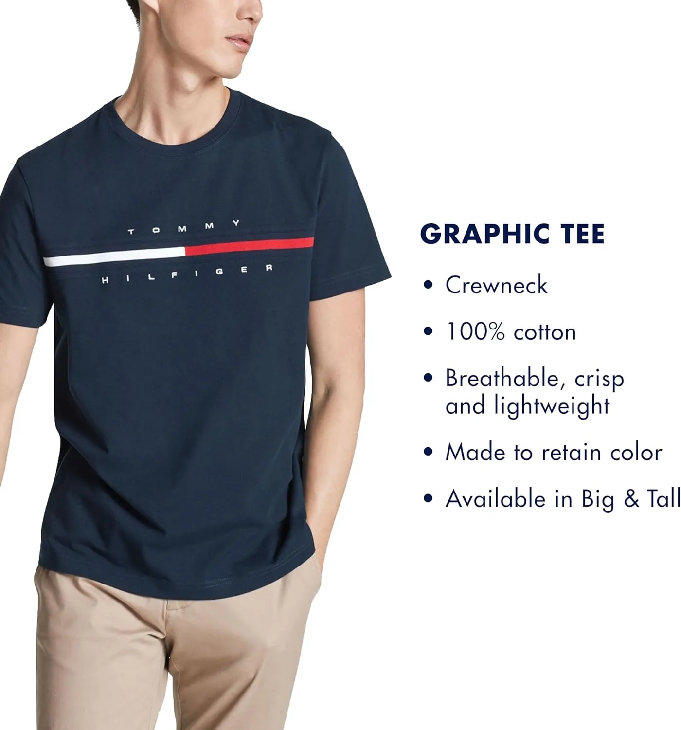 Tommy Hilfiger Men's Short Sleeve Signature Stripe Graphic T-shirt