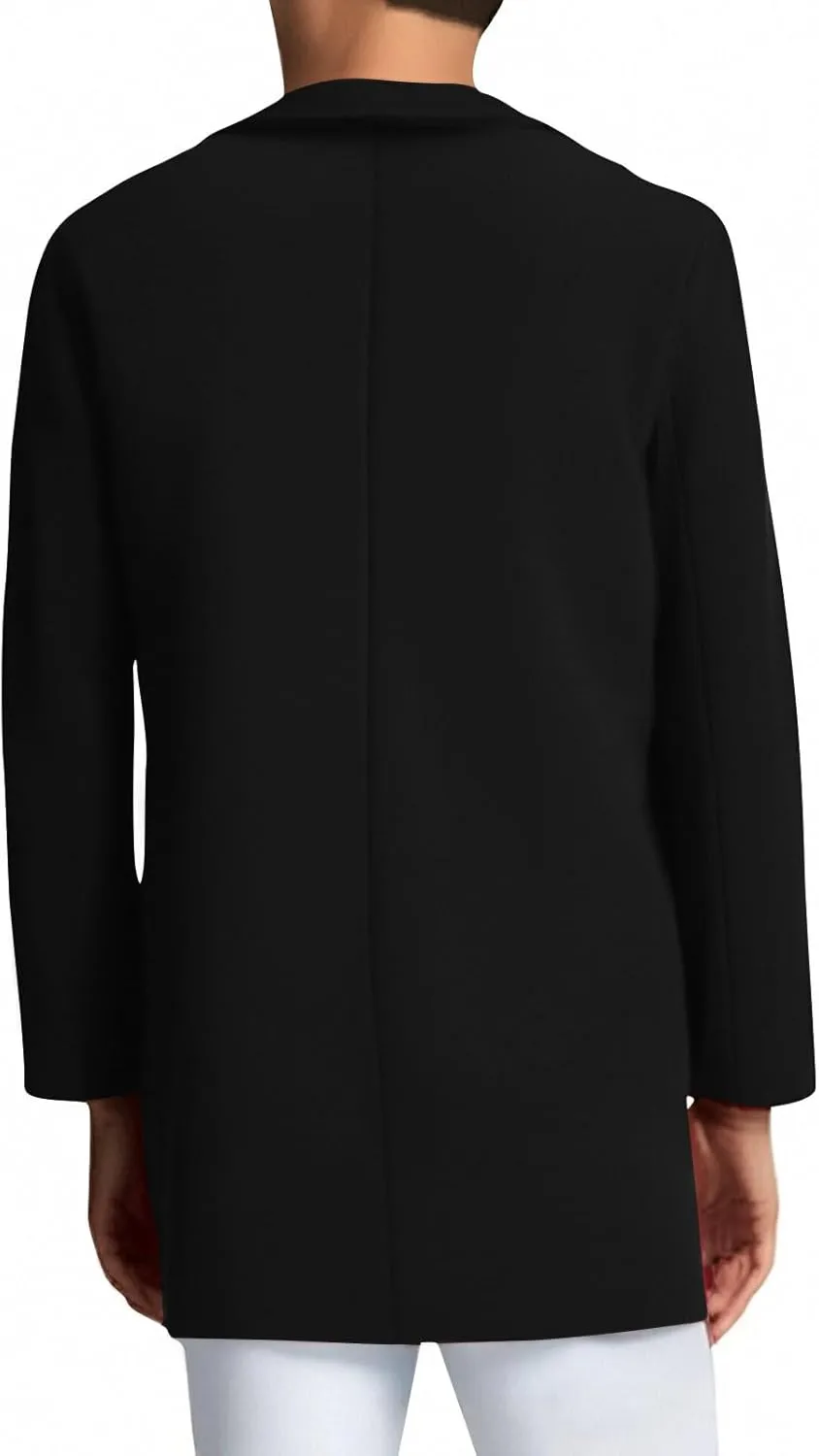 Trench Coat Men Single Breasted Wool Blend Coat Mid Length Pea Coat Notch Lapel Jacket Business Casual Overcoat