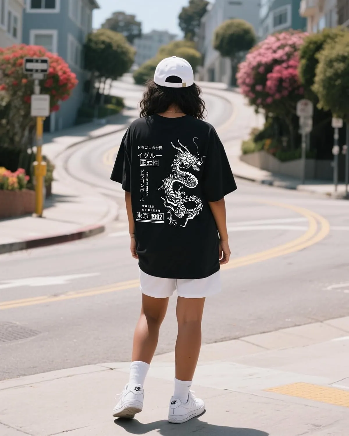UOUA Women Oversized Graphic T-Shirt Casual Cotton Tees Printed Summer Tops