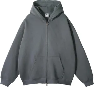 VFIVE UNFOUR Solid Color Zip Up Hoodies Men Winter Cotton Hooded Jacket Fashion Outwear Coat